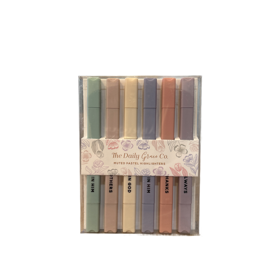 Set of pastel highlighters in a clear packaging with 'The Daily Graff Co' branding.