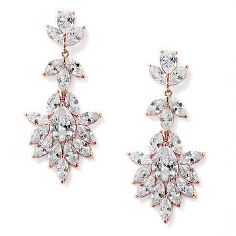 Jacqueline Bridal Earrings (Available in 14K Rose Gold, 14K Gold or Platinum Plating)