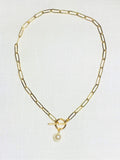 Gold Paperclip Necklace With Pendant Options