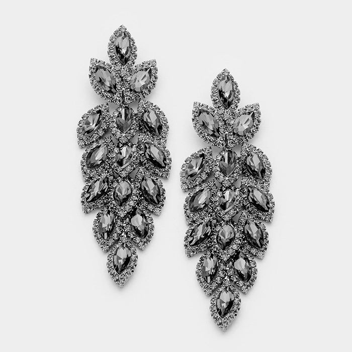 Marquis earrings in antique black metal and black stones.